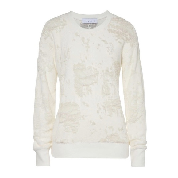IRO Jeans Kismet Distressed Cream Sweatshirt Small - Picture 2 of 7